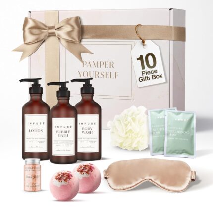 10 piece spa gift box for women self care set with eye mask loofa bath bombs face masks bubble bath lotion body wash bath salt perfect gift for mom grandma wife or loved ones.jpg