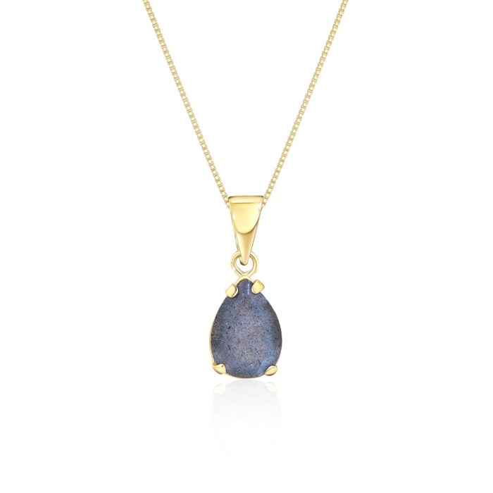 14k gold labradorite necklace 14k solid yellow gold dainty teardrop shape pendant with thin 14k gold chain march birthstone 7x10mm teardrop gemstone handmade birthday gift for classy women.jpg