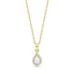 14k gold opal necklace october birthstone 3x5mm with 14k solid yellow gold pendant and thin 14k gold chain white opal gemstonehandmade birthday gift for classy women.jpg