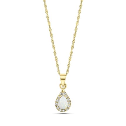 14k gold opal necklace october birthstone 3x5mm with 14k solid yellow gold pendant and thin 14k gold chain white opal gemstonehandmade birthday gift for classy women.jpg