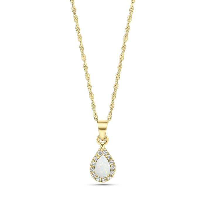 14k gold opal necklace october birthstone 3x5mm with 14k solid yellow gold pendant and thin 14k gold chain white opal gemstonehandmade birthday gift for classy women.jpg