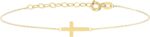 14k solid gold cross bracelet for women or baby real solid gold sideways adjustable cross bracelet gold plated bracelet for women or teen religious christian baptism gift for her.jpg