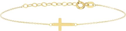 14k solid gold cross bracelet for women or baby real solid gold sideways adjustable cross bracelet gold plated bracelet for women or teen religious christian baptism gift for her.jpg