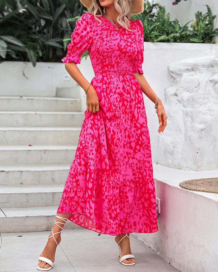 1746671319 btfbm women casual summer dresses 2025 spring crew neck ruffle short sleeve floral print smocked boho flowy maxi dress.jpg