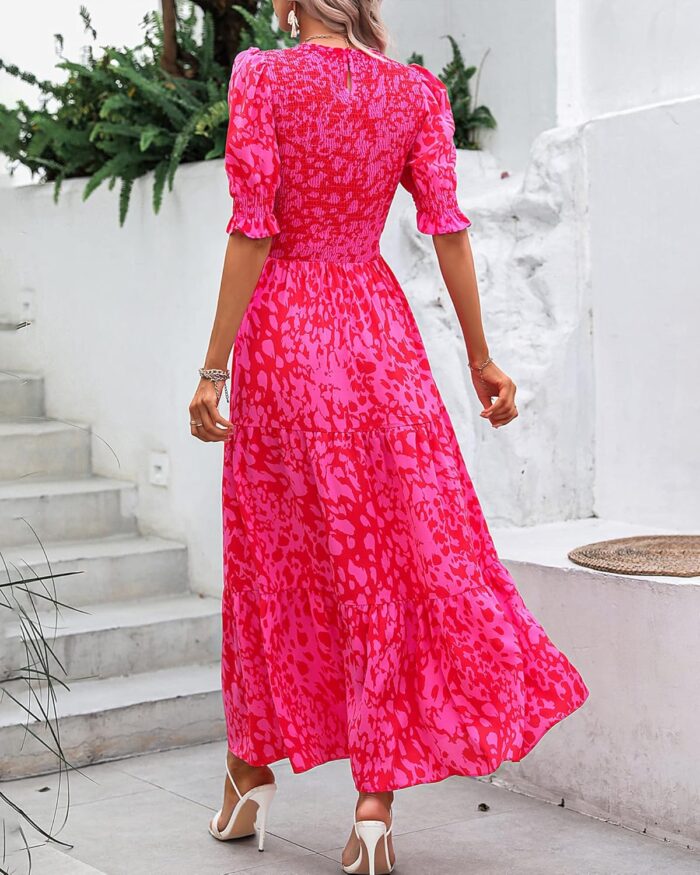 1746671323 btfbm women casual summer dresses 2025 spring crew neck ruffle short sleeve floral print smocked boho flowy maxi dress.jpg