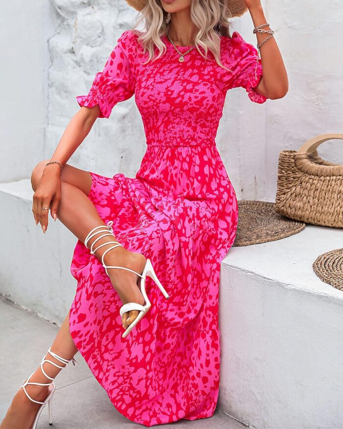 1746671326 btfbm women casual summer dresses 2025 spring crew neck ruffle short sleeve floral print smocked boho flowy maxi dress.jpg