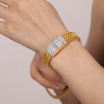 1746671553 18k womens gold bracelet with moissanite and diamond inlay perfectly blending modern style high end jewelry gift ﻿.jpg