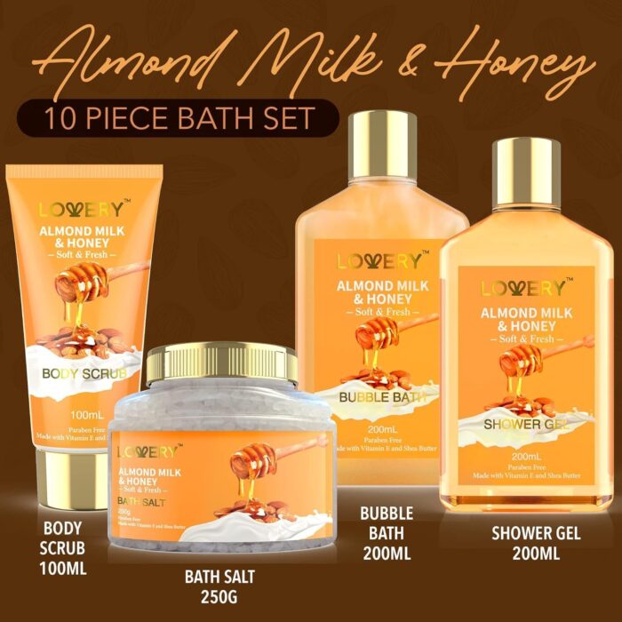 1746674840 gift basket for women 10 pc almond milk honey beauty personal care set home bath pampering package for relaxing spa self care kit thank you birthday mom anniversary gift.jpg