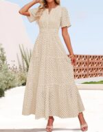1746676952 zesica womens 2025 summer short sleeve maxi dress casual v neck hollow out eyelet ruffle swing a line long dresses.jpg