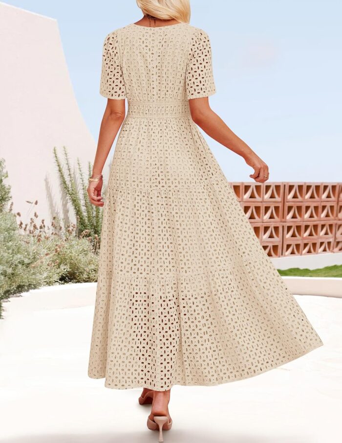 1746676953 zesica womens 2025 summer short sleeve maxi dress casual v neck hollow out eyelet ruffle swing a line long dresses.jpg
