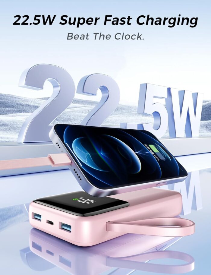 1746678978 portable charger with built in cable 15000mah power bank 22.5w fast charging 6 outputs slim travel essential battery pack with led display compatible with iphone 16151413 samsung ipad etc.jpg