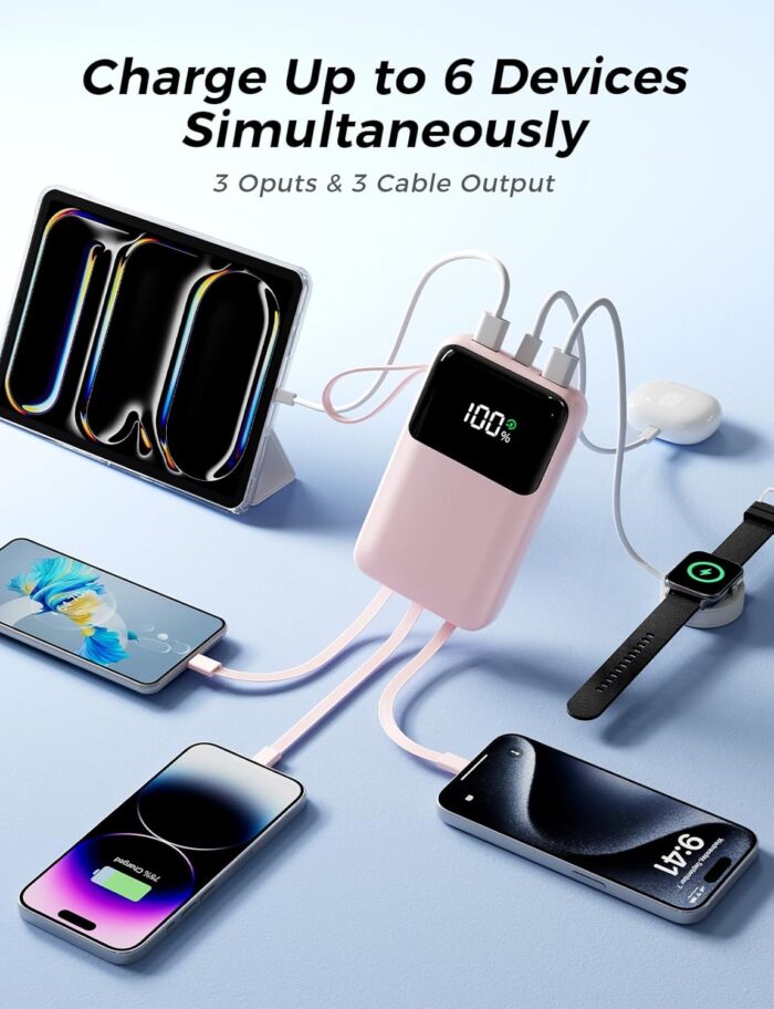 1746678979 portable charger with built in cable 15000mah power bank 22.5w fast charging 6 outputs slim travel essential battery pack with led display compatible with iphone 16151413 samsung ipad etc.jpg