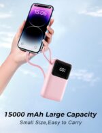 1746678981 portable charger with built in cable 15000mah power bank 22.5w fast charging 6 outputs slim travel essential battery pack with led display compatible with iphone 16151413 samsung ipad etc.jpg