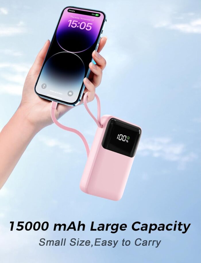 1746678981 portable charger with built in cable 15000mah power bank 22.5w fast charging 6 outputs slim travel essential battery pack with led display compatible with iphone 16151413 samsung ipad etc.jpg