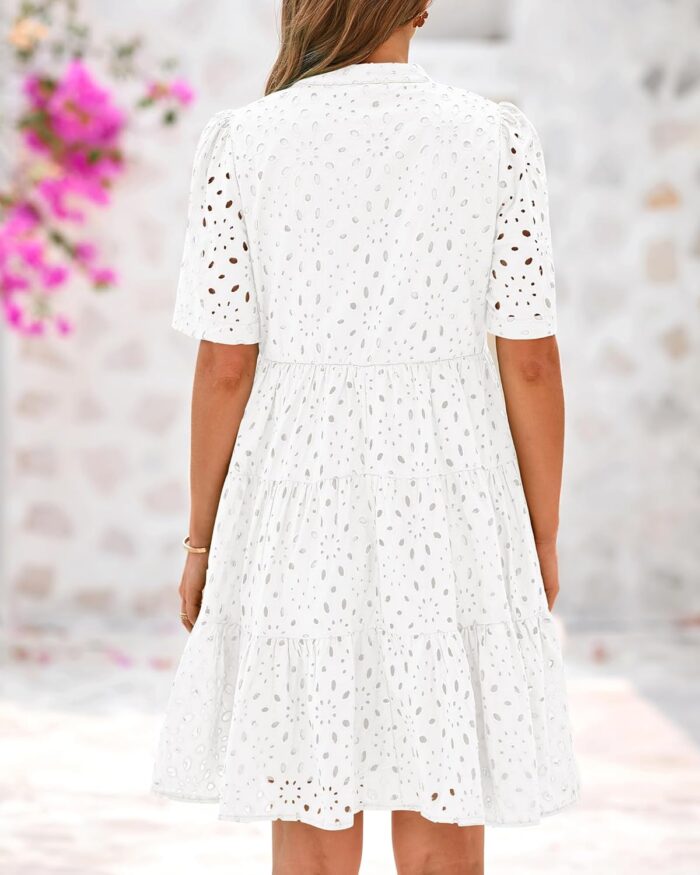 1746685628 btfbm womens boho summer dresses 2025 resort v neck short sleeve hollow out lace ruffle casual beach mini vacation dress.jpg