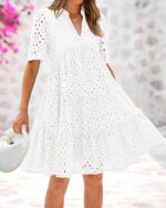 1746685631 btfbm womens boho summer dresses 2025 resort v neck short sleeve hollow out lace ruffle casual beach mini vacation dress.jpg