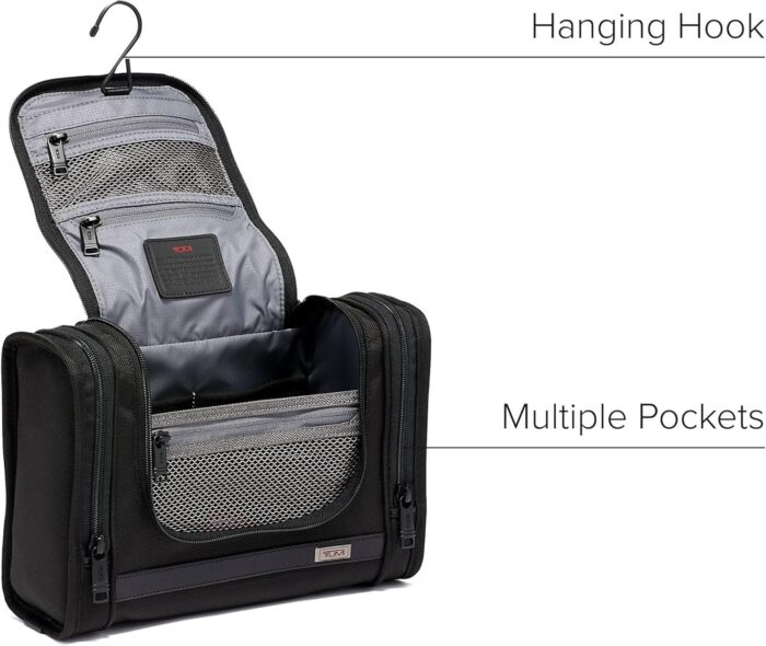 1746687112 tumi alpha hanging travel kit toiletries travel bag cosmetics organizer travel essentials bag with hooks pockets black.jpg