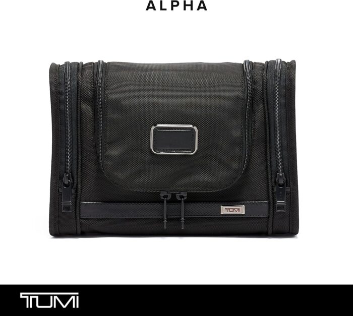 1746687116 tumi alpha hanging travel kit toiletries travel bag cosmetics organizer travel essentials bag with hooks pockets black.jpg
