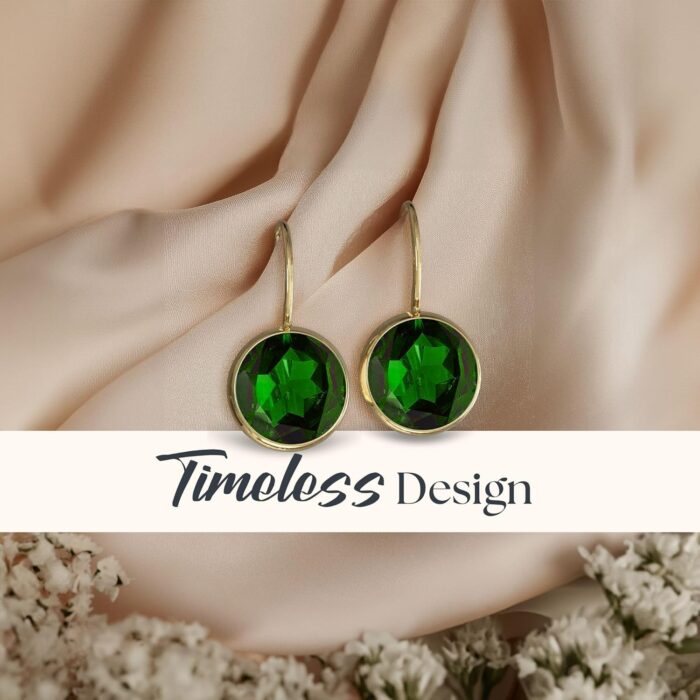 1746691580 14k solid yellow gold emerald earrings may birthstone earrings 8mm dangle earrings dainty emerald gemstones earrings bridal handmade wedding jewelry gift for brides graduation gift.jpg