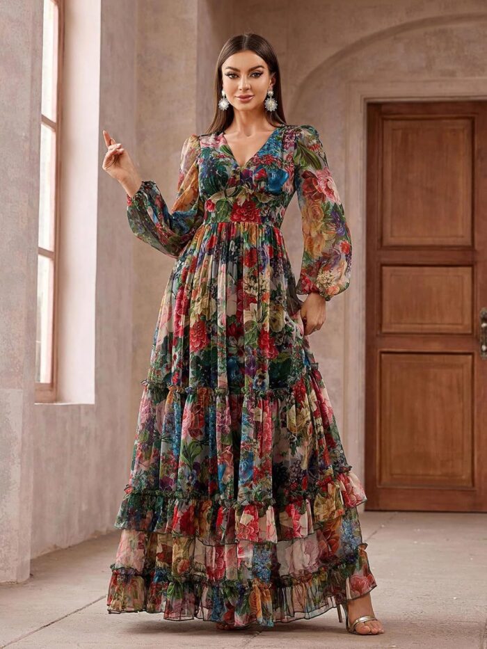 1746717464 toleen summer casual dresses for women 2024 spring fashion boho v neck long sleeve ruffle floral print elegant maxi dress.jpg