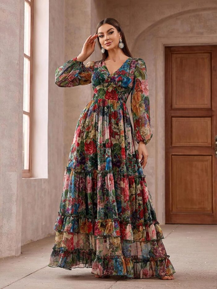 1746717467 toleen summer casual dresses for women 2024 spring fashion boho v neck long sleeve ruffle floral print elegant maxi dress.jpg