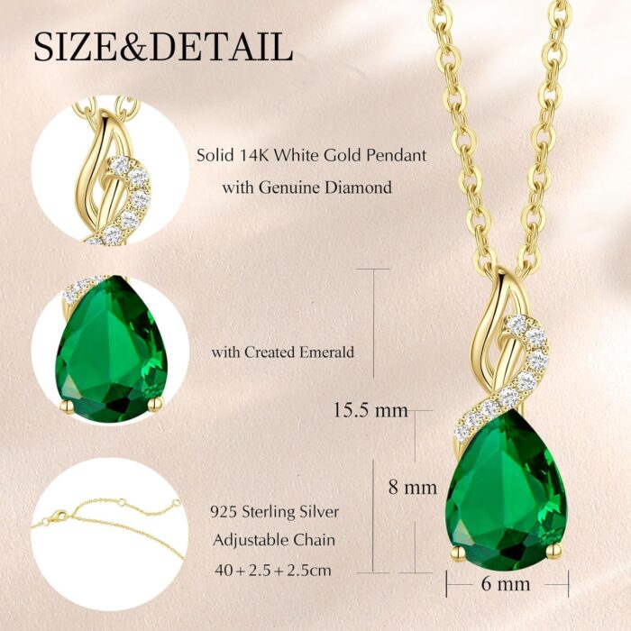 1746730098 fancime 14k solid yellow gold teardrop pendant with diamond birthstone necklace birthday gifts for mom women sterling silver chain 16 2 extender.jpg