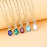 1746730105 fancime 14k solid yellow gold teardrop pendant with diamond birthstone necklace birthday gifts for mom women sterling silver chain 16 2 extender.jpg