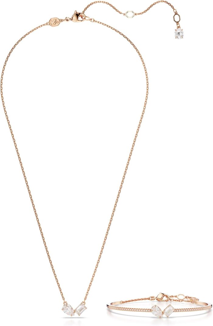 1746730243 swarovski mesmera necklace and bracelet set clear mixed cut stones in a rose gold tone finished setting part of the mesmera collection.jpg