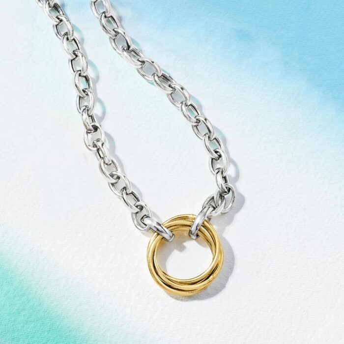 1746730306 ross simons sterling silver and 14kt yellow gold multi circle rolo chain necklace.jpg
