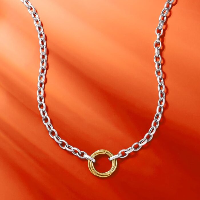 1746730308 ross simons sterling silver and 14kt yellow gold multi circle rolo chain necklace.jpg