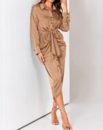 1746734305 btfbm women long sleeve satin dress 2025 summer spring lapel v neck button down elegant belted ruched maxi shirt dresses.jpg