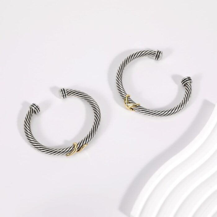 1746734679 2pcs twisted cable bracelet and chain for women fashion wire cuff bracelet link chain adjustable bangle set designer dupes jewelry gifts for her 2pcs a.jpg