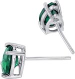 1746737720 peora solid 14k white gold created emerald earrings for women classic solitaire studs 7x5mm pear shape 1.25 carats total friction back dainty green earrings emerald jewelry.jpg