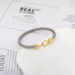 1746738306 cable bracelets for women two tone cuff bangle with turquoise hook clasp mixed metal bracelets designer dupes jewelry for her.jpg
