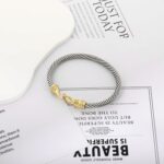 1746738307 cable bracelets for women two tone cuff bangle with turquoise hook clasp mixed metal bracelets designer dupes jewelry for her.jpg