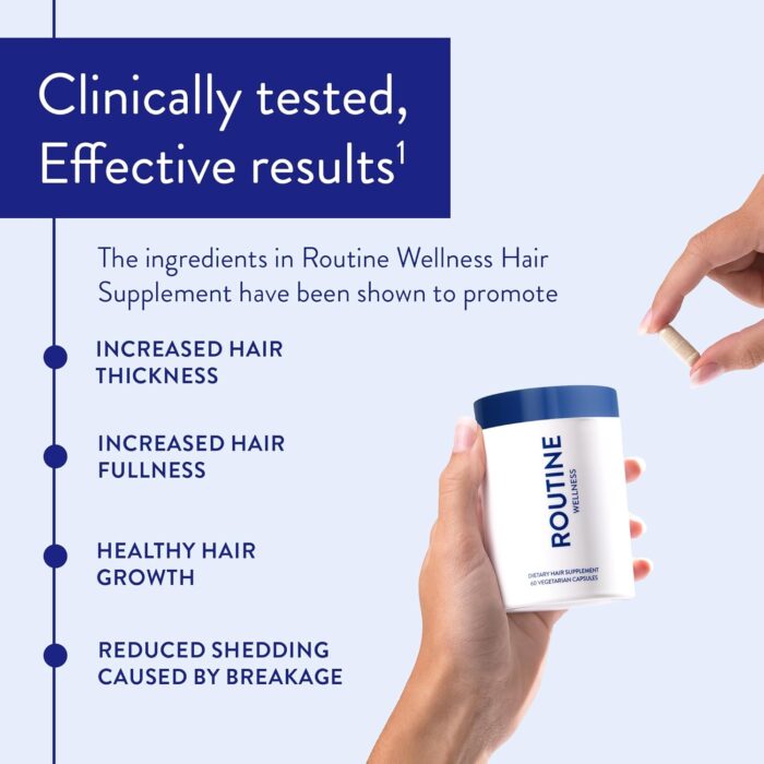 1746738538 routine wellness hair growth supplement clinically proven for thicker fuller hair reduces wrinkles fine lines gluten free ideal for women men with thinning hair 3 bottles 90 day supply.jpg