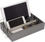 1746742177 tech tray luxury personal electronics organizer designer lacquered wood stand display stores charges multiple devices including tablets iphone ipad and smart watches royal grey.jpg
