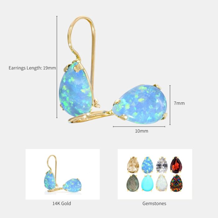 1746750498 14k gold blue opal earrings solid yellow gold pear shape dangle earrings october birthstone gift teardrop jewelry handmade elegant gift for women.jpg