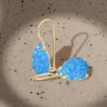 1746750501 14k gold blue opal earrings solid yellow gold pear shape dangle earrings october birthstone gift teardrop jewelry handmade elegant gift for women.jpg