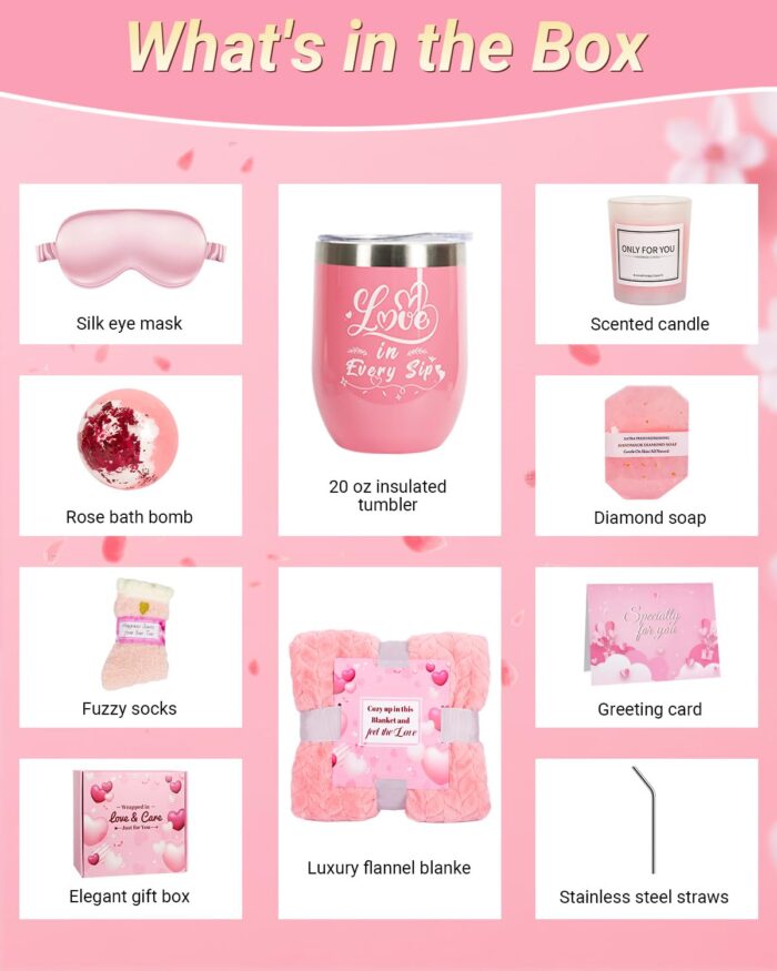 1746754933 get well soon gift basketshappy birthday gifts for women self care spa gift basket for mom self care gifts for women her best friend sister wife girlfriend and valentines day pink.jpg