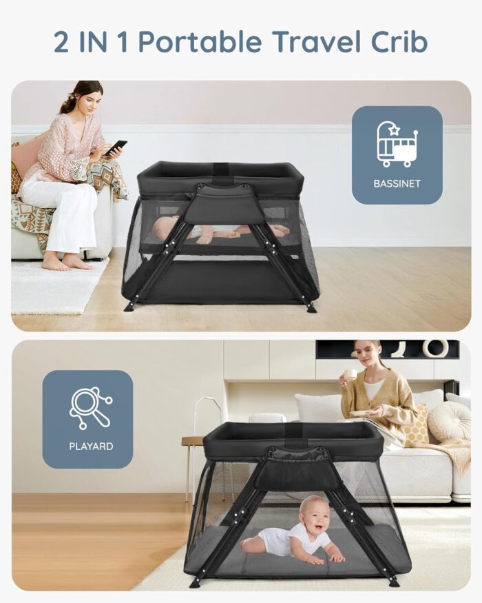 1746756112 liliangema 2 in 1 travel crib portable crib with backpack lightweight baby travel playpen foldable play yard with thick mattress for babies toddlers baby travel essential.jpg