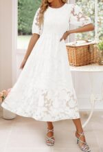 1746760129 zesica womens 2025 summer short puff sleeve crewneck smocked floral lace flowy a line tiered maxi dresses.jpg