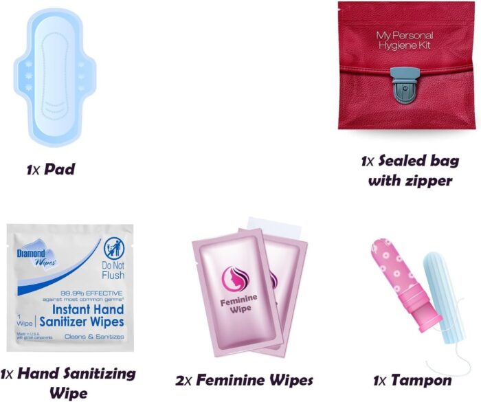 1746760913 assorted menstrual kit all in one 60 pack convenience on the go period kit pack for travelling tweens teenagers or just when youre out individually wrapped feminine hygiene product.jpg