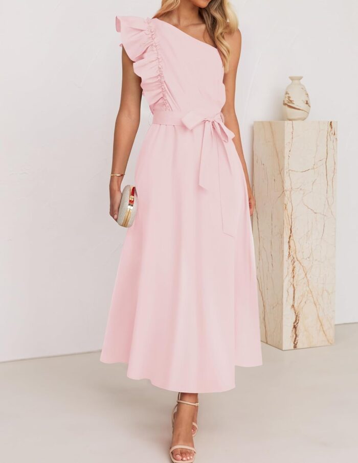 1746763878 zesica womens 2025 summer one shoulder ruffle dress sleeveless empire waist boho flowy maxi dresses.jpg