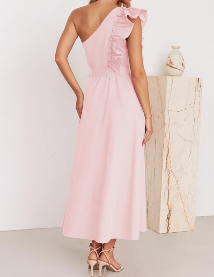 1746763885 zesica womens 2025 summer one shoulder ruffle dress sleeveless empire waist boho flowy maxi dresses.jpg