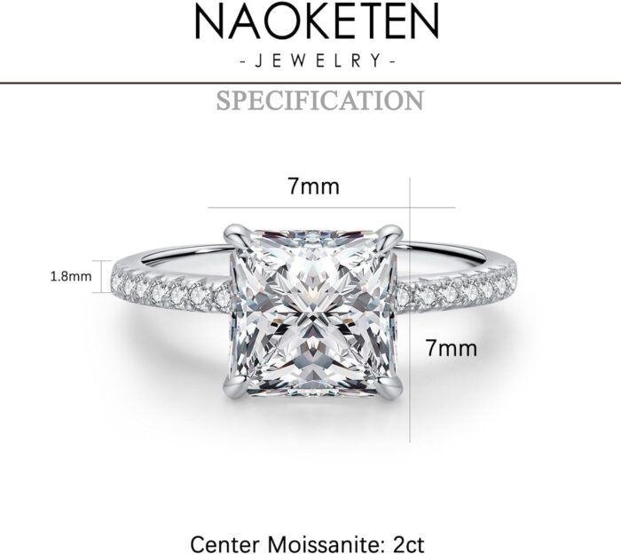 1746776625 2ct princess cut moissanite 4 prong solitaire engagement ring for women solid 10k14k18k white yellow rose gold promise wedding rings gift for her d color vvs1 clarity.jpg
