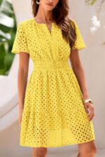 1746791853 prettygarden 2025 women summer short dress v neck short sleeve a line hollow out lace ruffle cute casual beach party dresses.jpg