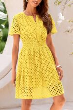 1746791854 prettygarden 2025 women summer short dress v neck short sleeve a line hollow out lace ruffle cute casual beach party dresses.jpg