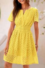 1746791856 prettygarden 2025 women summer short dress v neck short sleeve a line hollow out lace ruffle cute casual beach party dresses.jpg