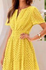 1746791859 prettygarden 2025 women summer short dress v neck short sleeve a line hollow out lace ruffle cute casual beach party dresses.jpg